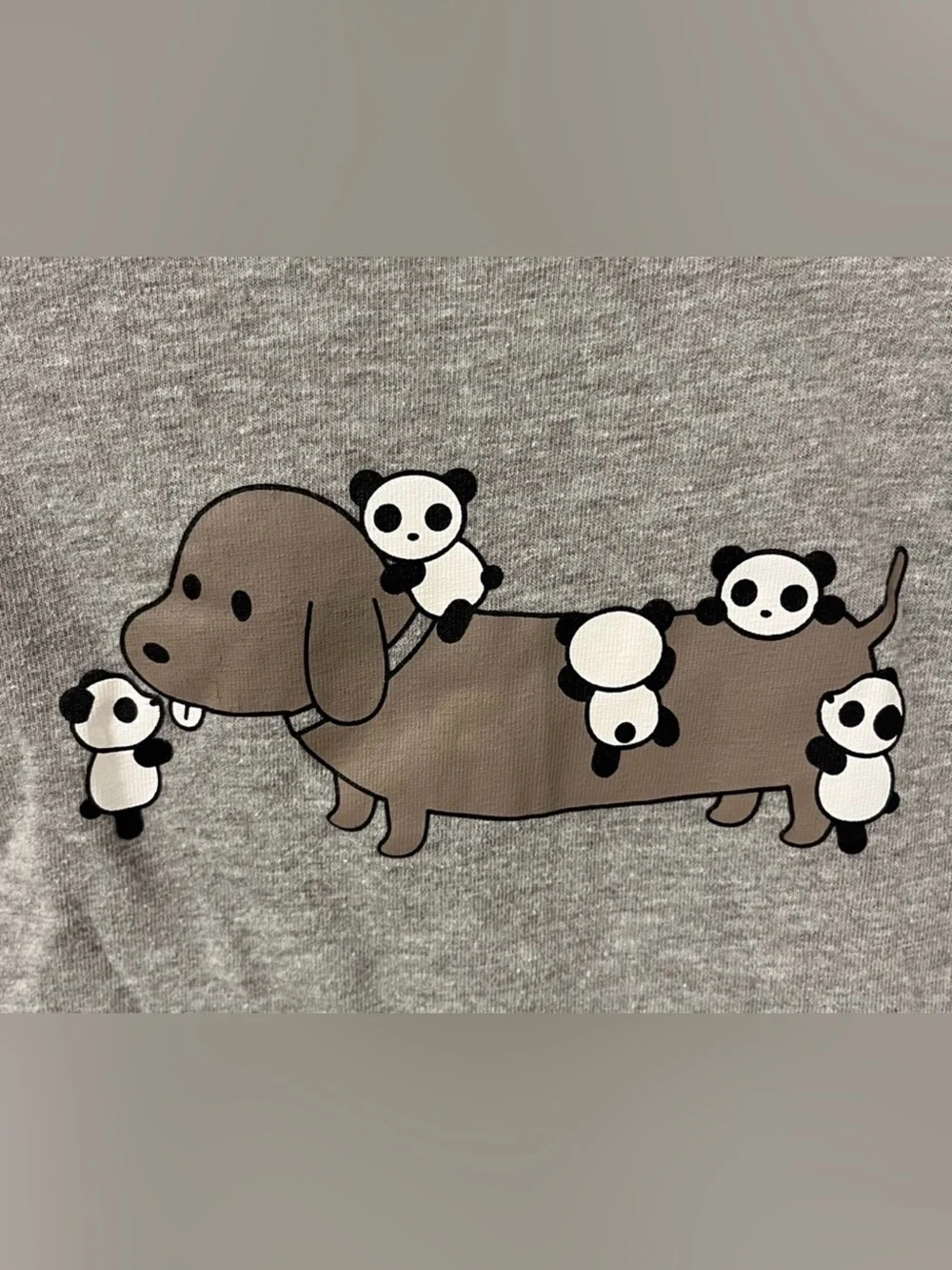 Huxbaby unisex Graphic Dog and Panda Grey Short Sleeve Shortie